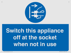 Switch this appliance off at the socket when not in use